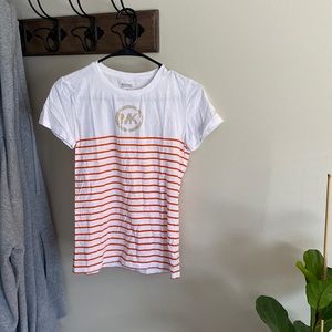 Michael Kors orange & white striped T-shirt
